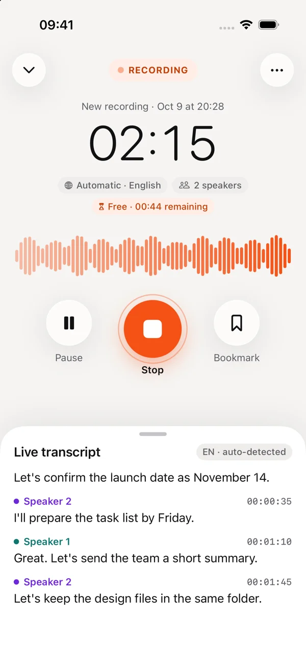 Record. Follow the conversation.